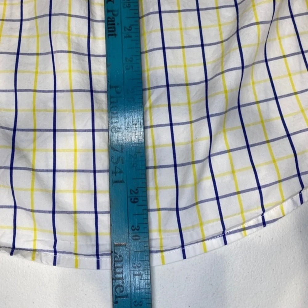 TOMMY HILFIGER 80’s Two Ply Cotton Yellow &‎ Blue Plaid Button Down Shirt Sz L